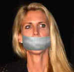 woman with duct tape over her mouth